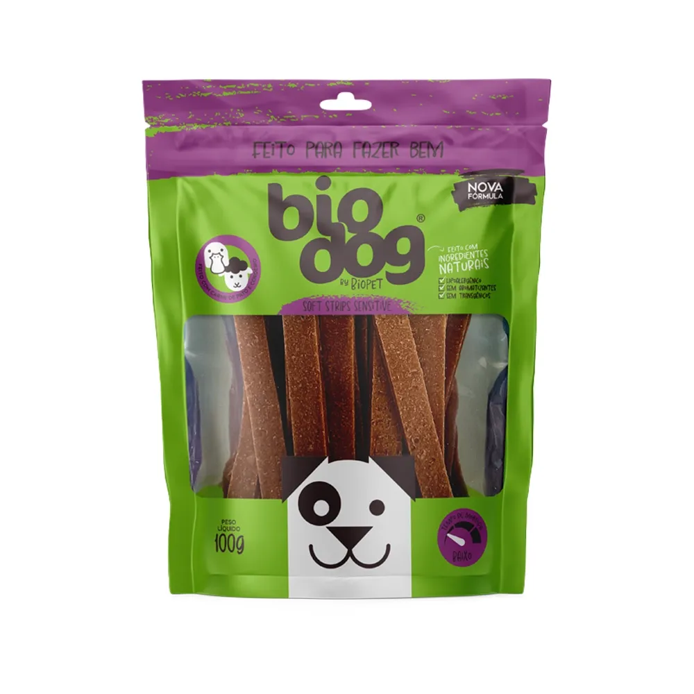 Petisco Strip Sensitive Pato e Cordeiro Biodog